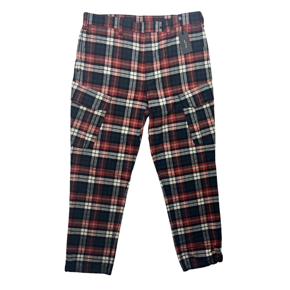 3-90 RAG & BONE Men's NWT $395 Plaid Corbin Cargo II Pants Red Size 34